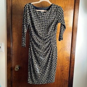 Anne Klein black and gold link dress three-quarter sleeves size 4